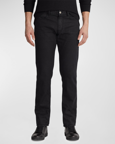 Ralph Lauren Purple Label Men's Linen Straight-leg Jeans In Polo Black