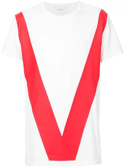 Ports V Colour-block T-shirt In White