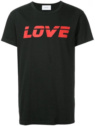 Ports V Love Slogan T-shirt In Black