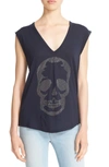 Zadig & Voltaire Brooklyn Strass Cotton Skull Tee In Marine