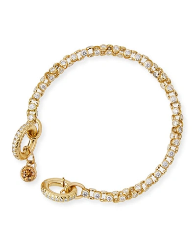 Oscar Heyman 18k Yellow Gold Diamond Watch Bracelet With Cognac Diamond Toggle