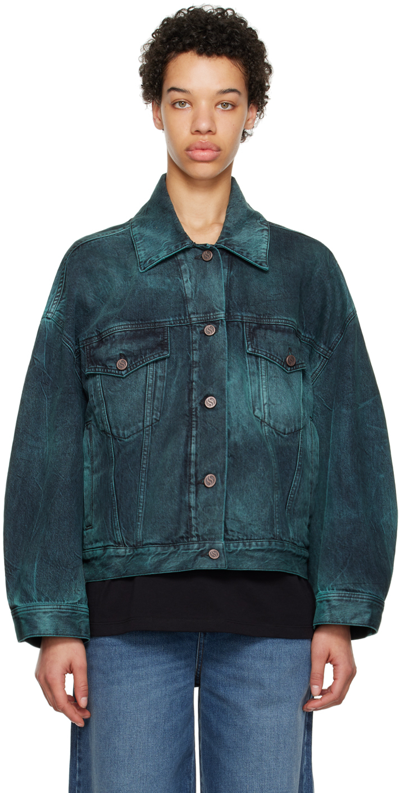 Stella Mccartney Tie Dye Oversize Denim Jacket Aquamarine Tie Dye Denim In Blue