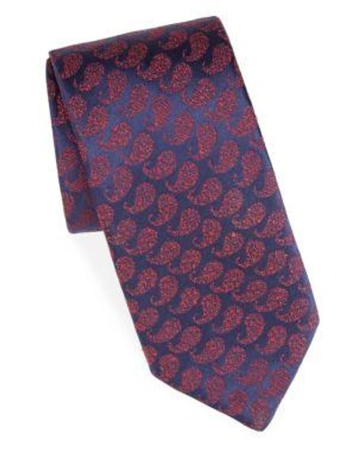 Charvet Paisley Silk & Linen Tie In Red