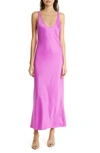 L'agence Akiya Satin Midi Dress In Bright Violet