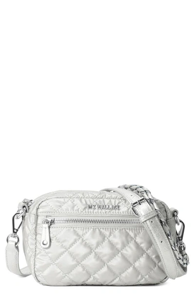 Mz Wallace Mini Crosby Crossbody Bag In Oyster Metallic/silver