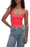 Good American Modern Tank Scuba Bodysuit In Fiery Coral 002