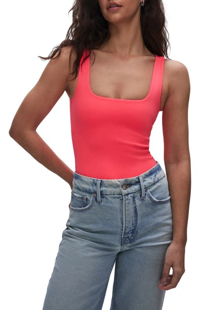 Good American Modern Tank Scuba Bodysuit In Fiery Coral 002