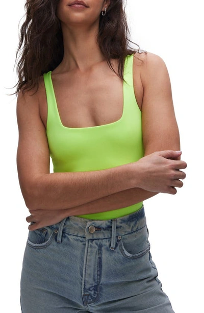 Good American Modern Tank Scuba Bodysuit In Electric Lime