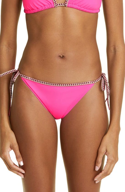 Lemlem Lena Side Tie Bikini Bottom In Bright Pink