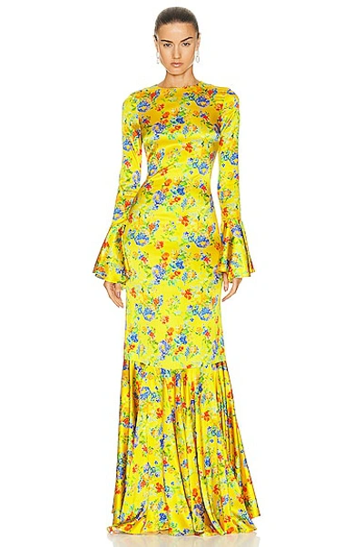 Caroline Constas Allonia Gown In Yellow Radiant Floral