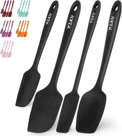 Zulay Kitchen Heat Resistant Silicone Spatula Set Tools For Cooking, Baking & Mixing In Black
