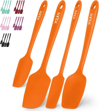 Zulay Kitchen Heat Resistant Silicone Spatula Set Tools For Cooking, Baking & Mixing In Orange