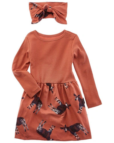 Moi Noi Kids'  Deer Print Dress In Brown