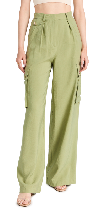 Ramy Brook Emil High Waist Wide Leg Pants In Vintage Olive