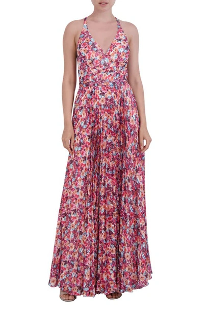 Laundry By Shelli Segal Pleated Maxi Dress In Vintage Wallpaper