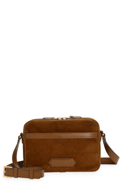 Tom Ford Men's Suede & Leather Small Messenger Bag In Brown