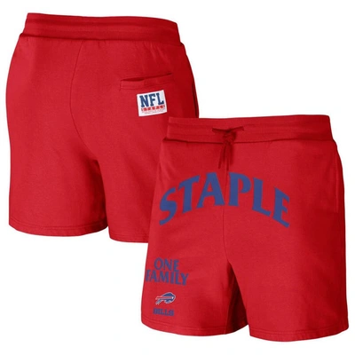 Staple Nfl X  Red Buffalo Bills Throwback Vintage Wash Fleece Shorts