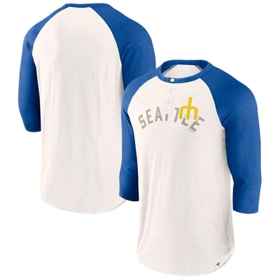 Fanatics Branded White/royal Seattle Mariners Backdoor Slider Raglan 3/4-sleeve T-shirt