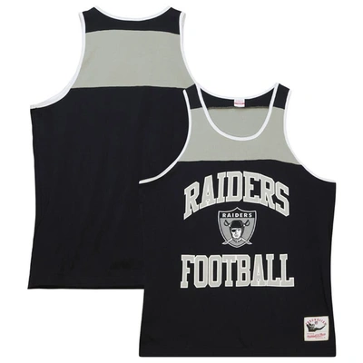 Mitchell & Ness Men's  Black, Silver Las Vegas Raiders Heritage Colorblock Tank Top In Black,silver