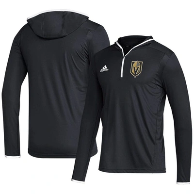 Adidas Originals Adidas Black Vegas Golden Knights Team Long Sleeve Quarter-zip Hoodie T-shirt