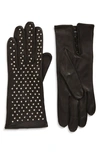 Seymoure Kelly Studded Leather Gloves In Black