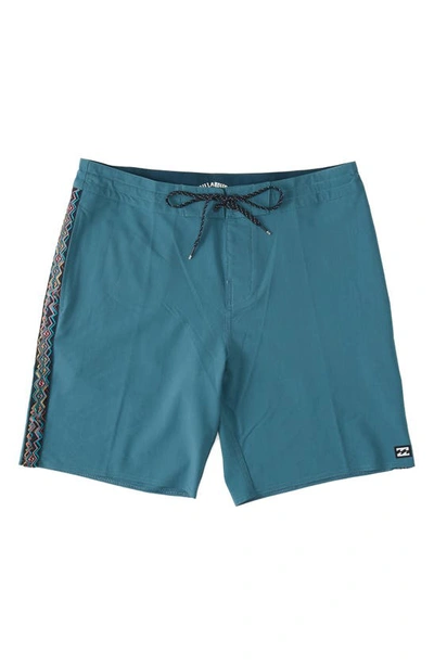 Billabong D Bah Logo Tape Water Repellent Swim Trunks In Blue Haze