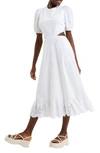 French Connection Esse Eyelet Embroidered Cutout Cotton Dress In 12-linen White