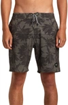 Rvca Current Stripe Water Repellent Board Shorts In Olive