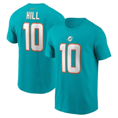 Nike Men's  Tyreek Hill Aqua Miami Dolphins Player Name & Number T-shirt