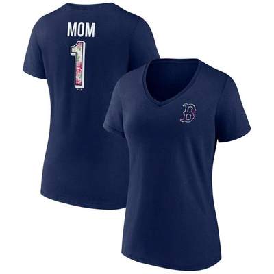 Profile Navy Boston Red Sox Mother's Day Plus Size Best Mom Ever V-neck T-shirt