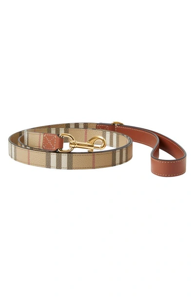 Burberry Check Dog Leash In Nude