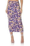 Afrm Abigal Print Maxi Skirt In Purple/ Orange Blossom