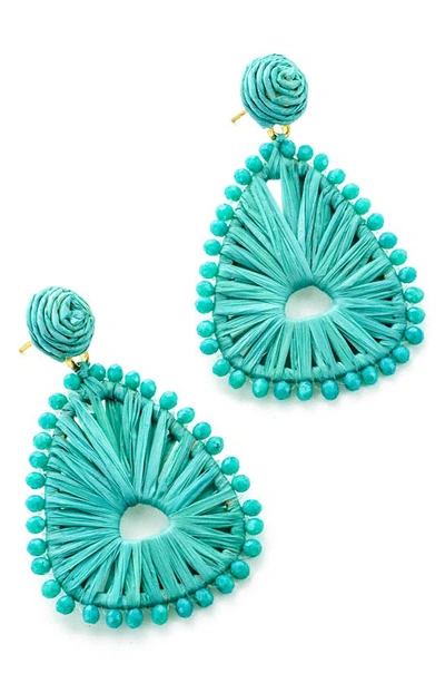 Panacea Raffia Triangle Drop Earrings In Turquoise