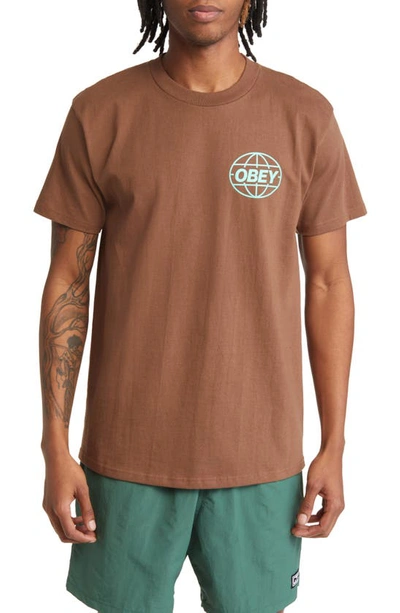 Obey Global Graphic T-shirt In Brown