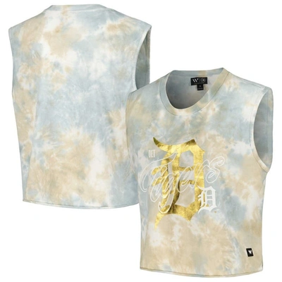 The Wild Collective White Detroit Tigers Washed Muscle Tank Top