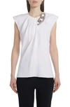 Stella Mccartney Falabella Crystal Links Knit Top In White