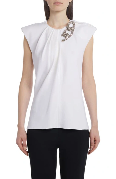 Stella Mccartney Falabella Crystal Links Knit Top In White