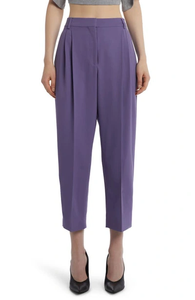 Stella Mccartney Pleated Wide Leg Stretch Wool Crop Trousers In 5302 Mauve