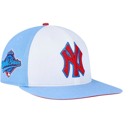 Pro Standard Men's  White And Light Blue New York Yankees Blue Raspberry Ice Cream Drip Snapback Hat In White,light Blue