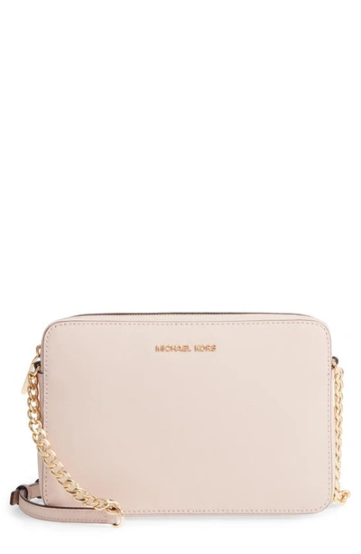 Gucci 'large Jet Set' East/west Saffiano Crossbody Bag In Soft Pink