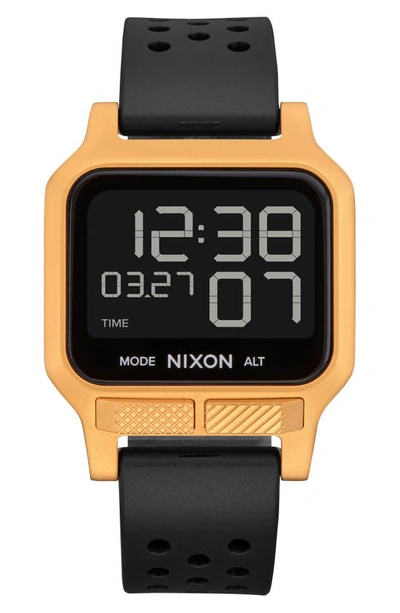 Nixon Heat Digital Rubber Strap Watch In Gold / Black