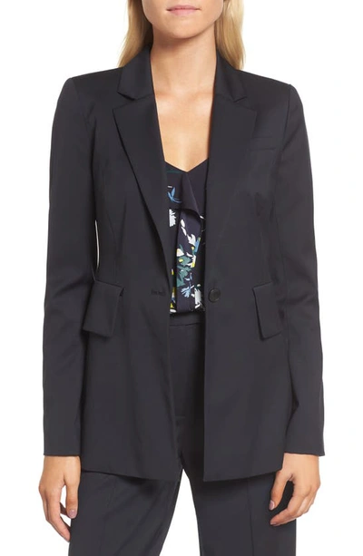 Lewit Square Shoulder Suit Jacket In Navy Night