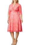 Kiyonna Mademoiselle Lace A-line Dress In Coral