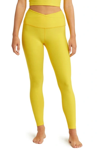 Beyond Yoga At Your Leisure High Waist Leggings In Yellow Flower Heather