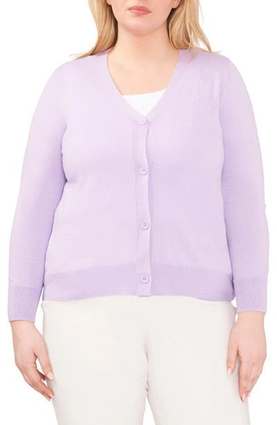 Halogen V-neck Cotton Blend Cardigan In Purple Rose