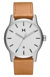 Mvmt Watches Classic Ii Leather Strap Watch, 44mm In White/ Tan