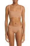 Hunza G Crinkle Two-piece Swimsuit In Metallic Cocoa