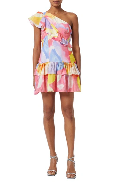 French Connection Isadora Faron One-shoulder Ruffle Dress In Multi