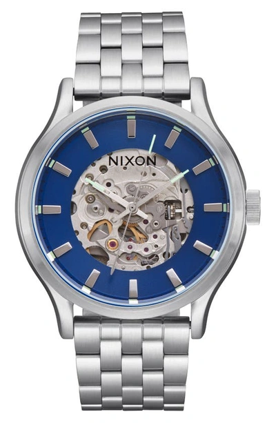 Nixon Spectra Automatic Bracelet Watch, 40mm In Navy Sunray / Silver