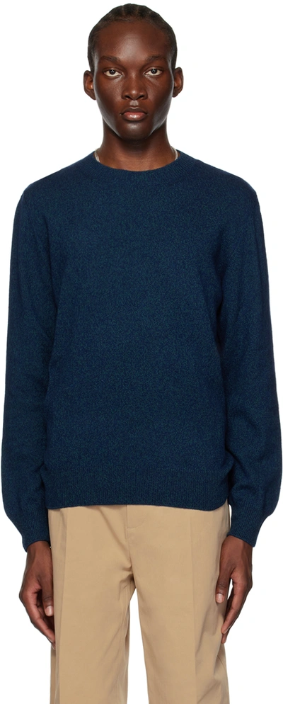 Apc Gaston Knitted Cotton-blend Sweater In Dark Navy